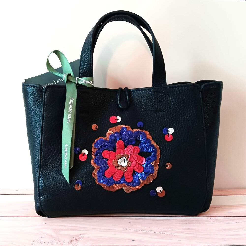 NWT 💥 VERA BRADLEY MINI HATHAWAY Pebbled Leather Crossbody Tote Bag ~ Adorable!